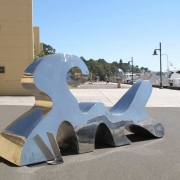 polished stainless steel free-standing // table-top sculptures abstracted figures