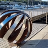 outdoor round sculpture metal  Eclipse-120cm-CORTEN-STAINLESS–100Kg[outdoor,stainless-steel]paul-mutimer-garden-sculpture-out-door-sphere