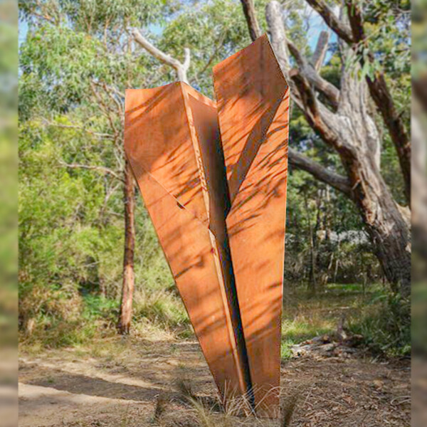 80-degrees–250x100cm steel plane sculpture public australian garden art